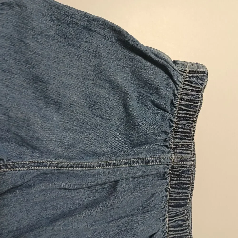 OshKosh Girls 6 Blue Jean‎ Skort Ancor Pocket Elastic Waist Pull On 100% Cotton